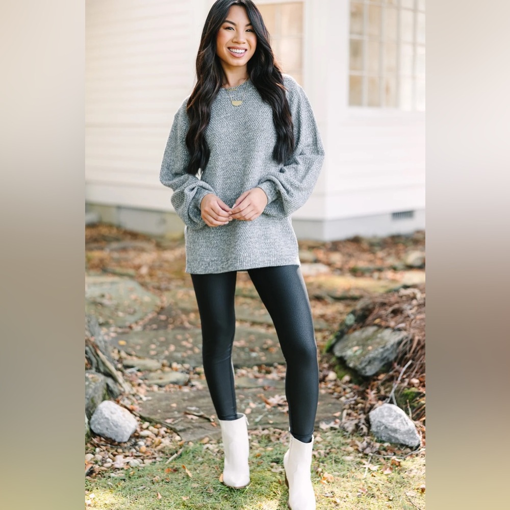 The Slouchy Heather Gray Bubble Sleeve‎ Sweater Size Small New With Tags